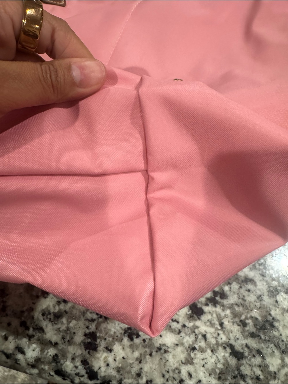 Classic Pink Tote Bag with Brown Trim - Picture 4 of 4